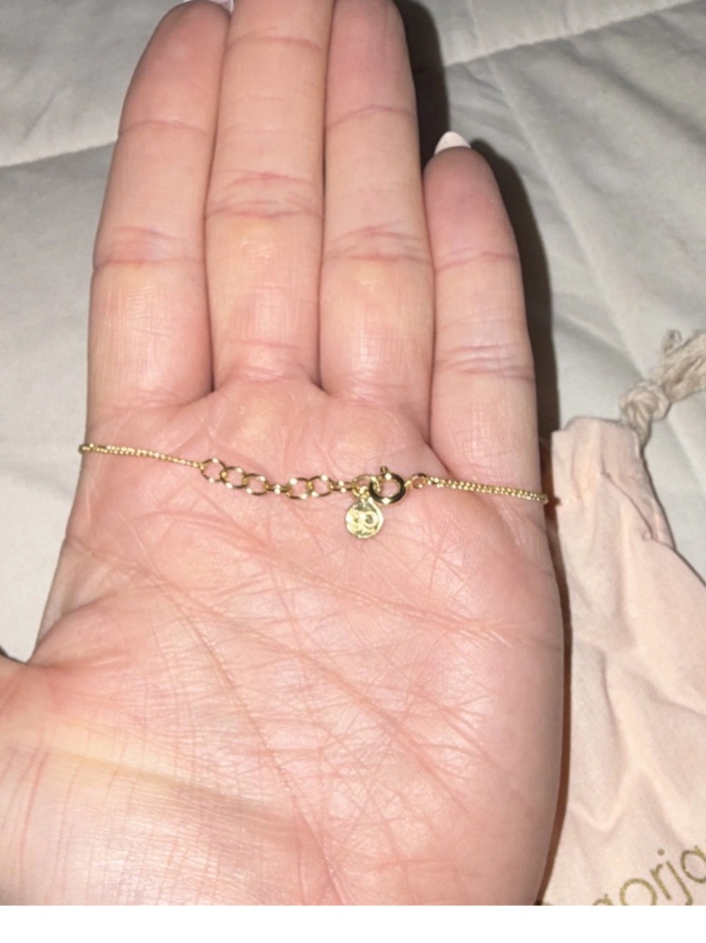 Gorjana Gold Layering Chain Bracelet with Tiny Disc Charm - Picture 2 of 5